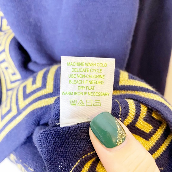 Lilly Pulitzer Greek Geometric Cardigan Navy and Gold Medium - Picture 7 of 7